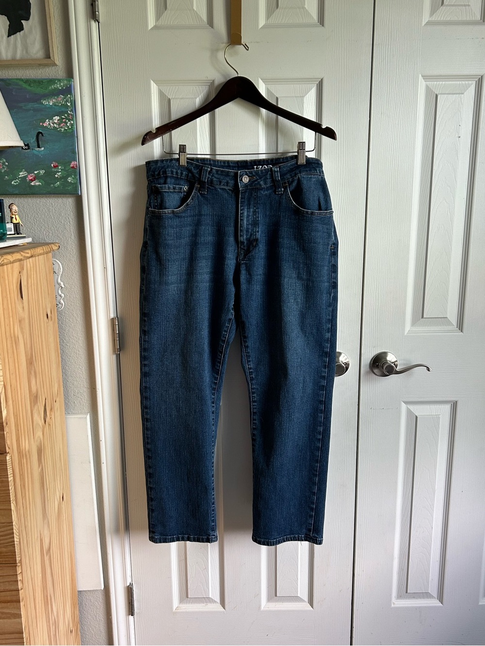 Izod men’s dark wash comfort stretch straight leg jeans 38x29
